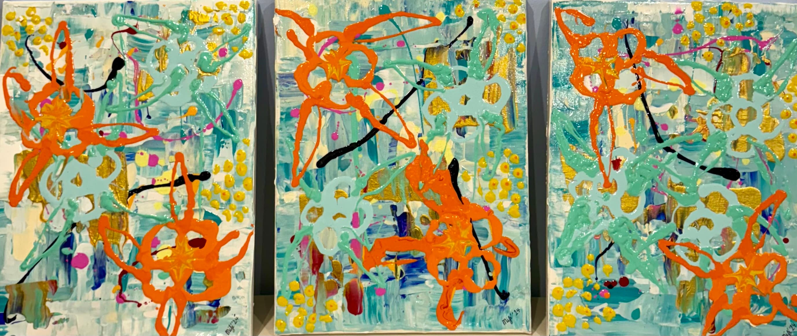 Neon Coral Garden (Trio) detail
